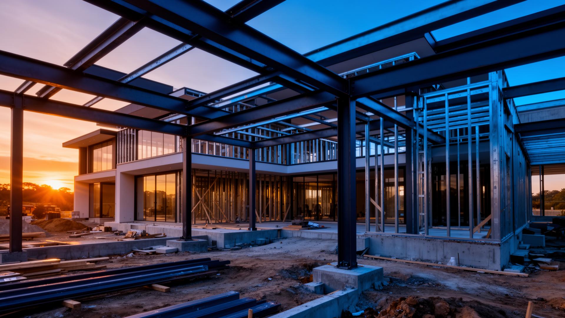 Premium modern home construction at golden hour in Bronx NY